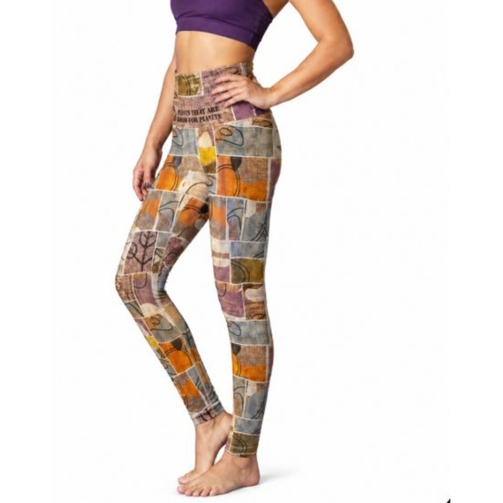 Niyama Sol Womenβs Small High Rise Leggings Pants That Are Good For Plants Abstr